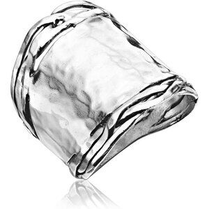 🆕 Women Silver Hammered Finish Vintage Design Rings Sterling Artisan Jewelry